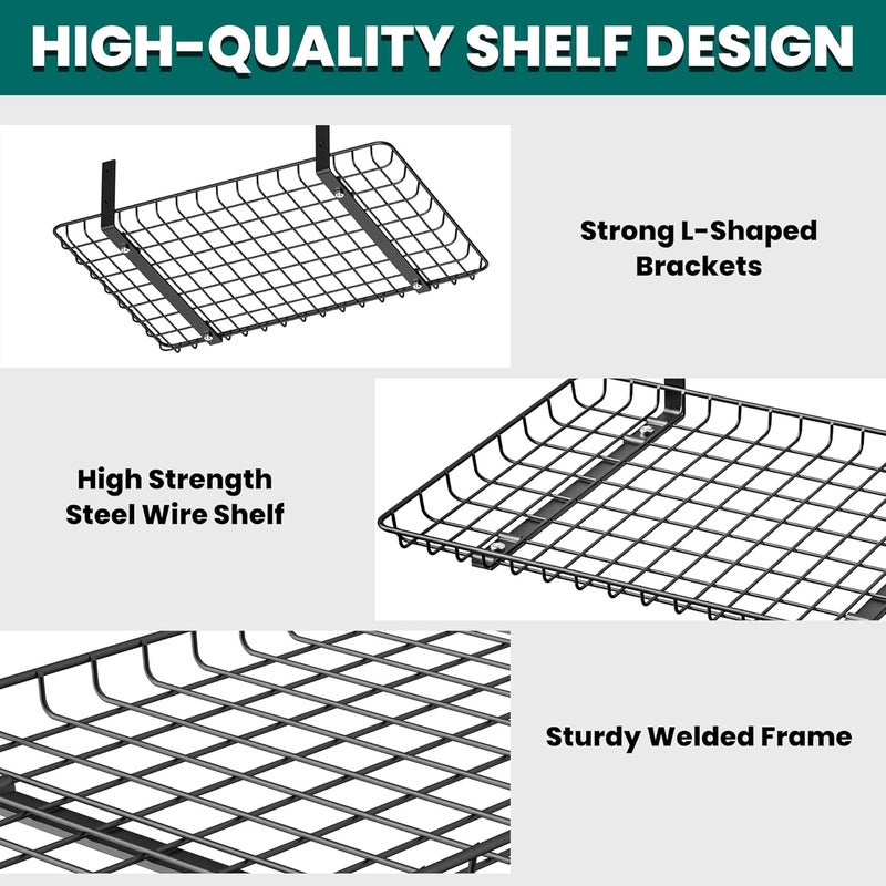 EVERHANGER Garage Wall Shelves 12x24 Inch, Wall Mounted Storage Shelf, Metal Shelf Rack, Heavy-Duty Shelf Organizer 2 Pack, Black - Image 5